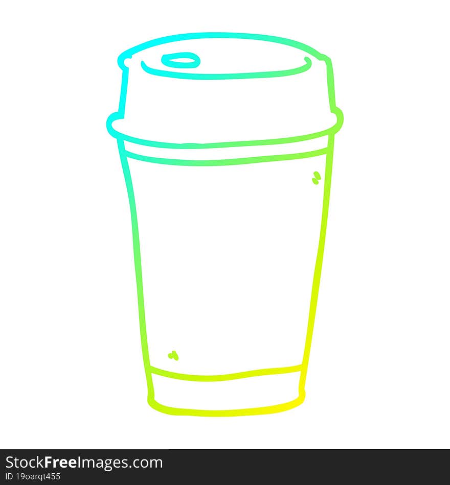 cold gradient line drawing of a cartoon take out coffee
