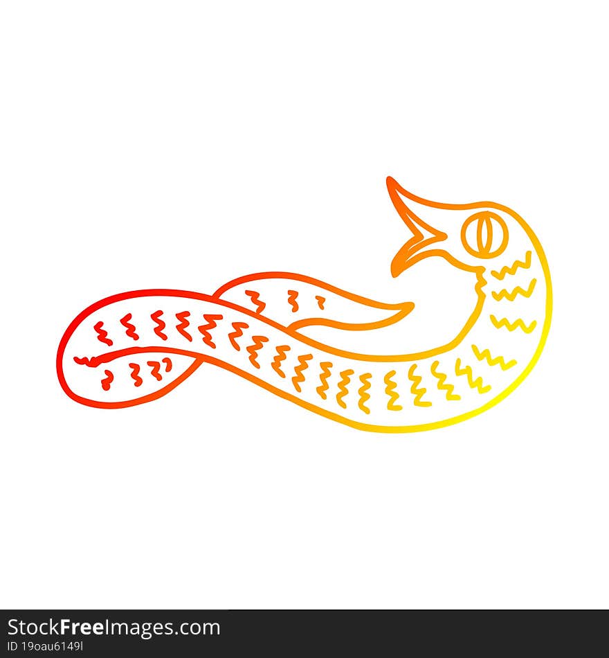 Warm Gradient Line Drawing Cartoon Medieval Snake