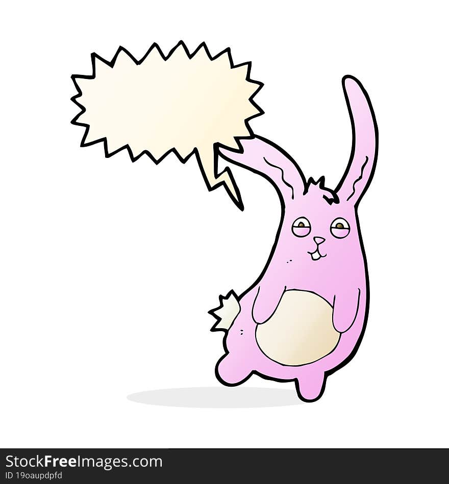 Funny Cartoon Rabbit With Speech Bubble