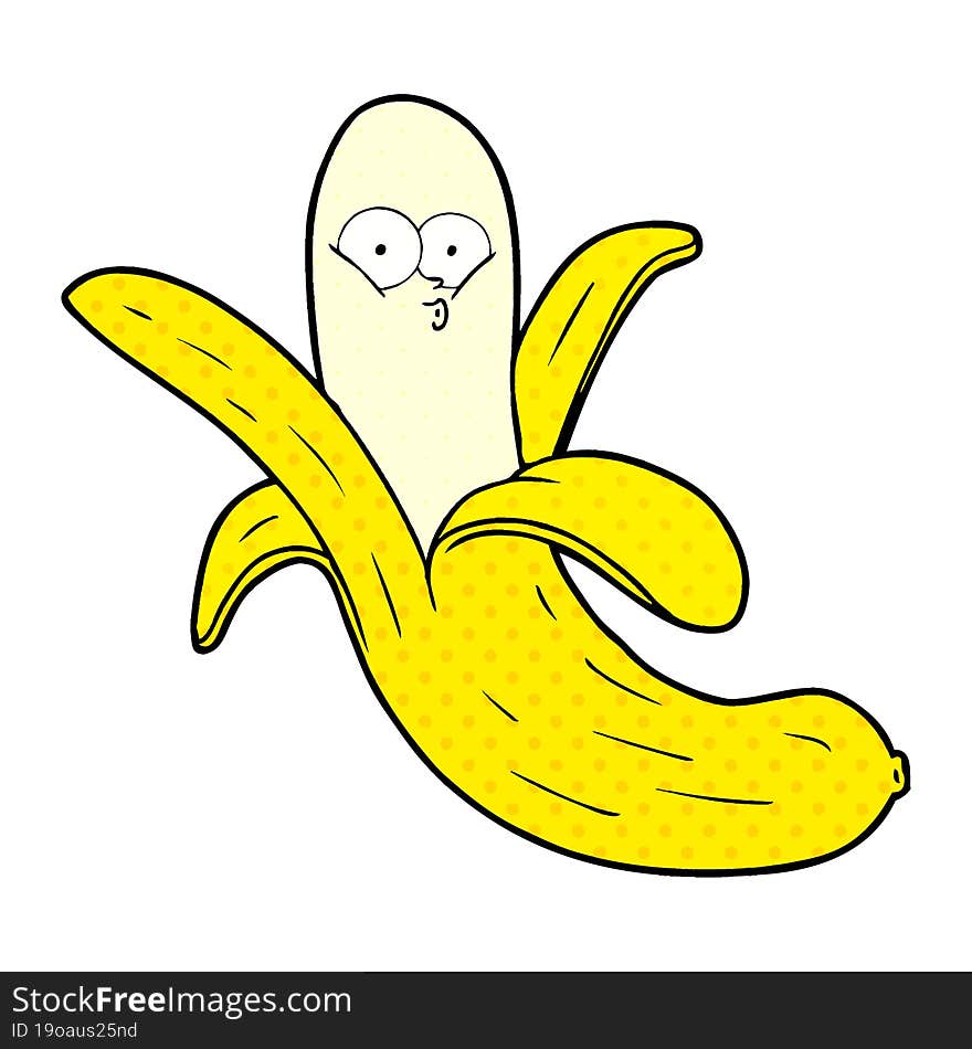 cartoon banana with face. cartoon banana with face