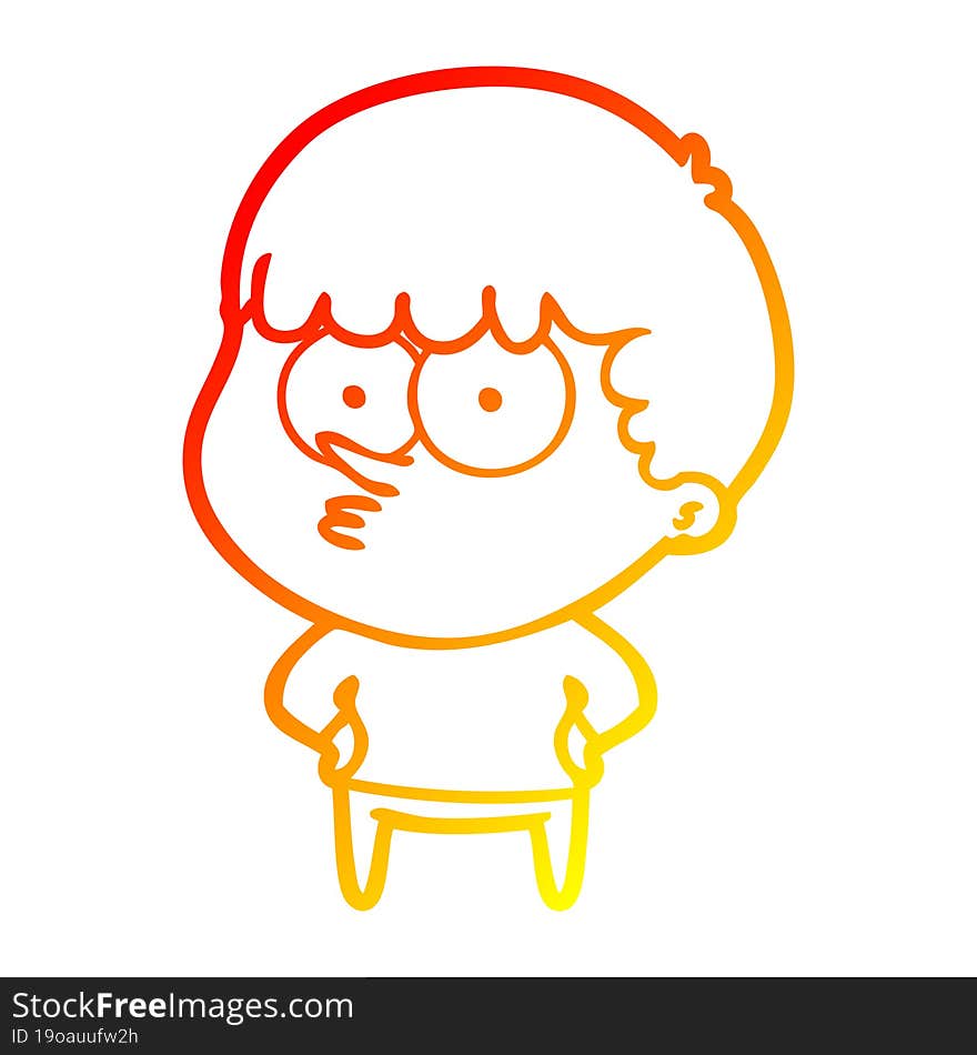 warm gradient line drawing cartoon curious boy