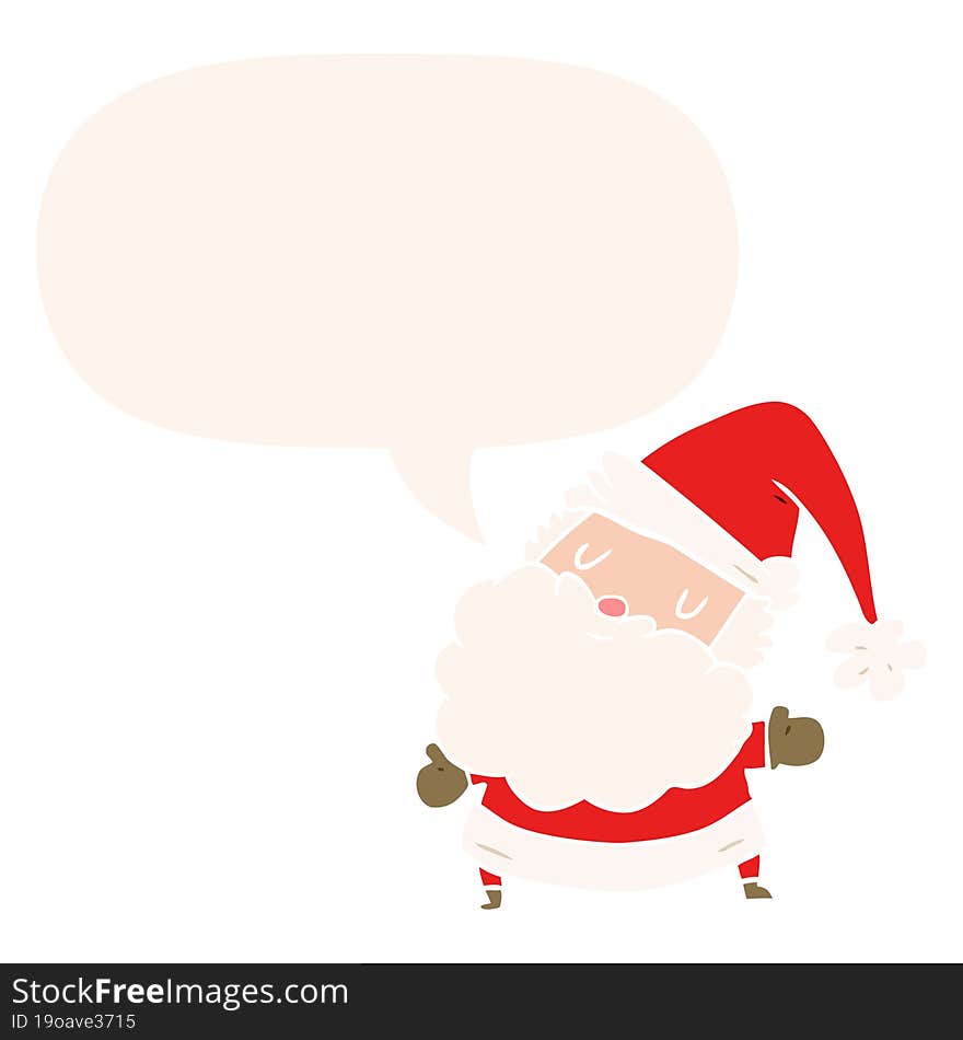 cartoon santa claus and speech bubble in retro style