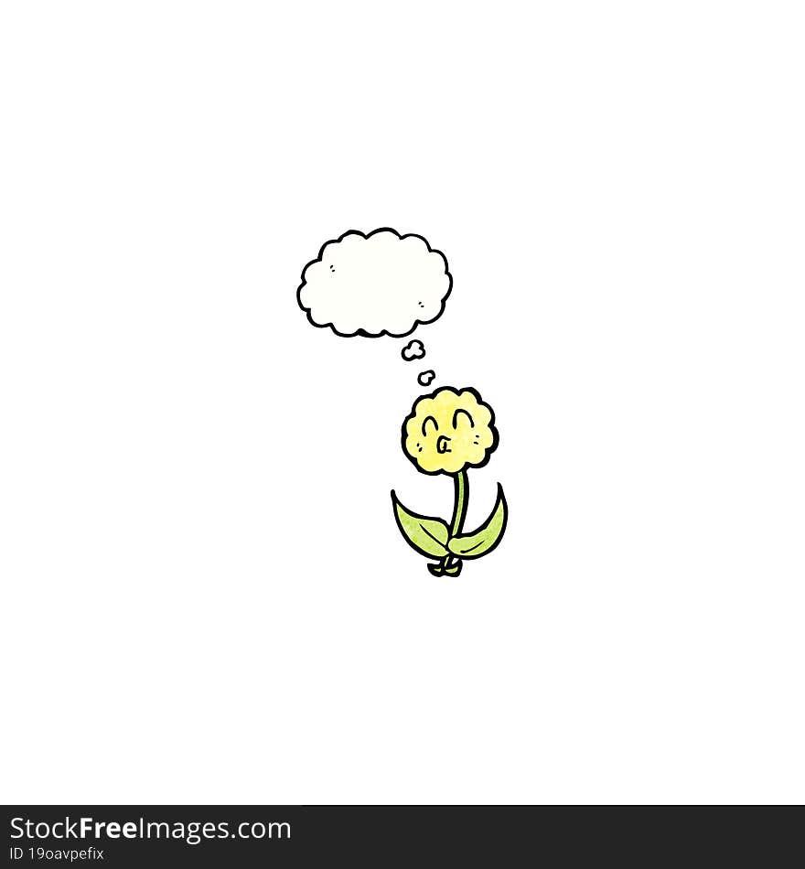 cartoon flower with thought bubble