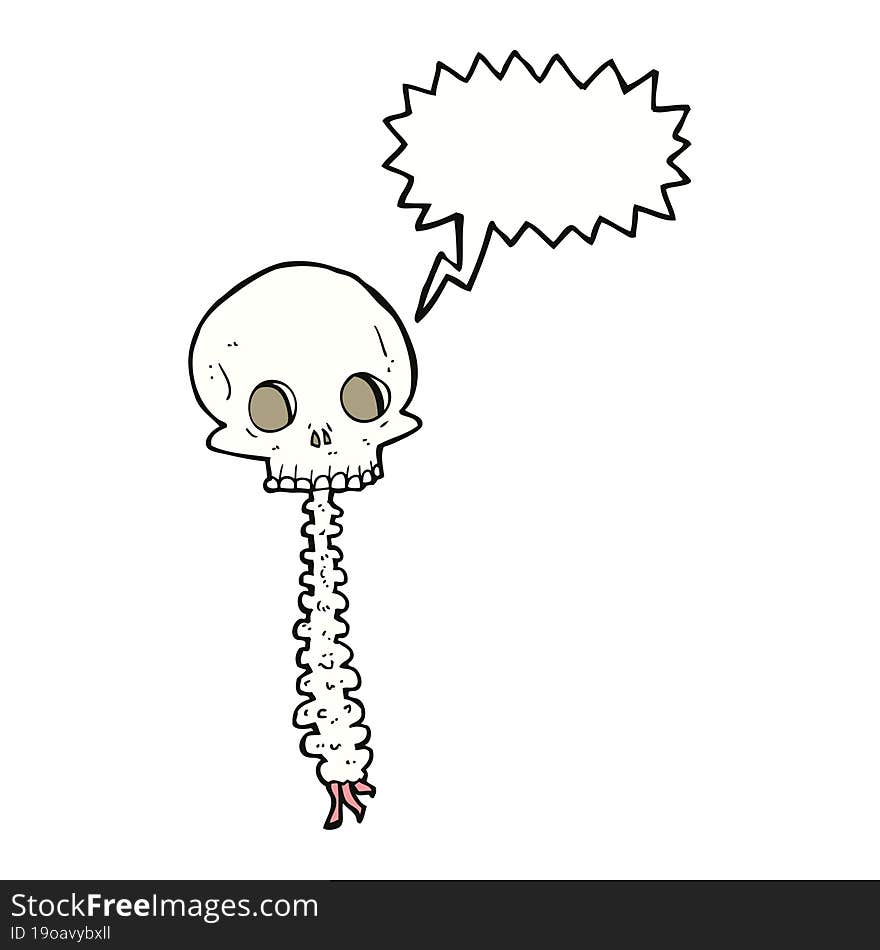 spooky cartoon sull and spine with speech bubble