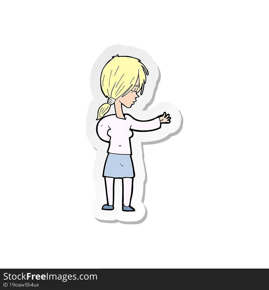 Sticker Of A Cartoon Woman Gesturing