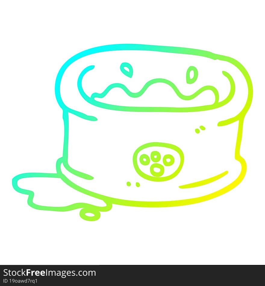 cold gradient line drawing of a cartoon pet bowl