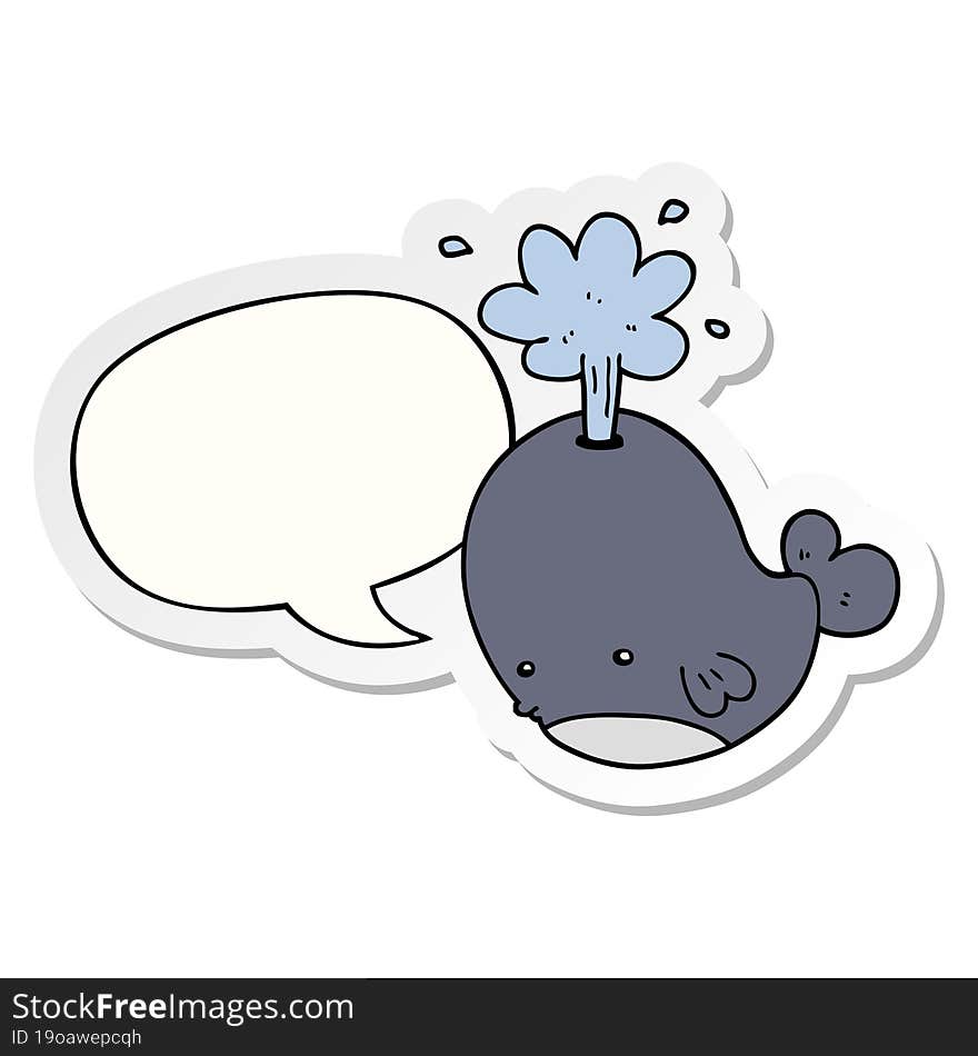 cartoon spouting whale and speech bubble sticker