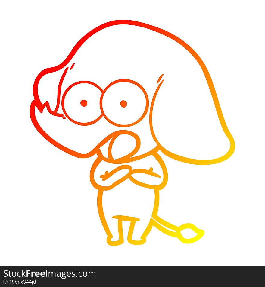 warm gradient line drawing cute cartoon elephant