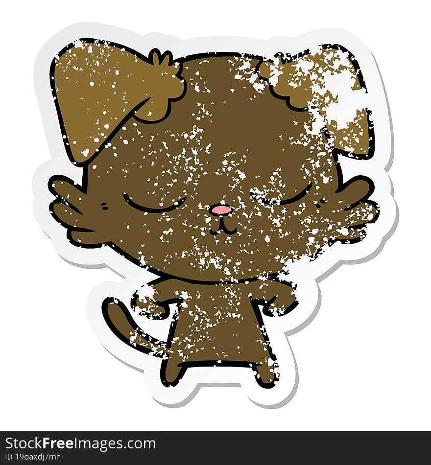 distressed sticker of a cute cartoon dog