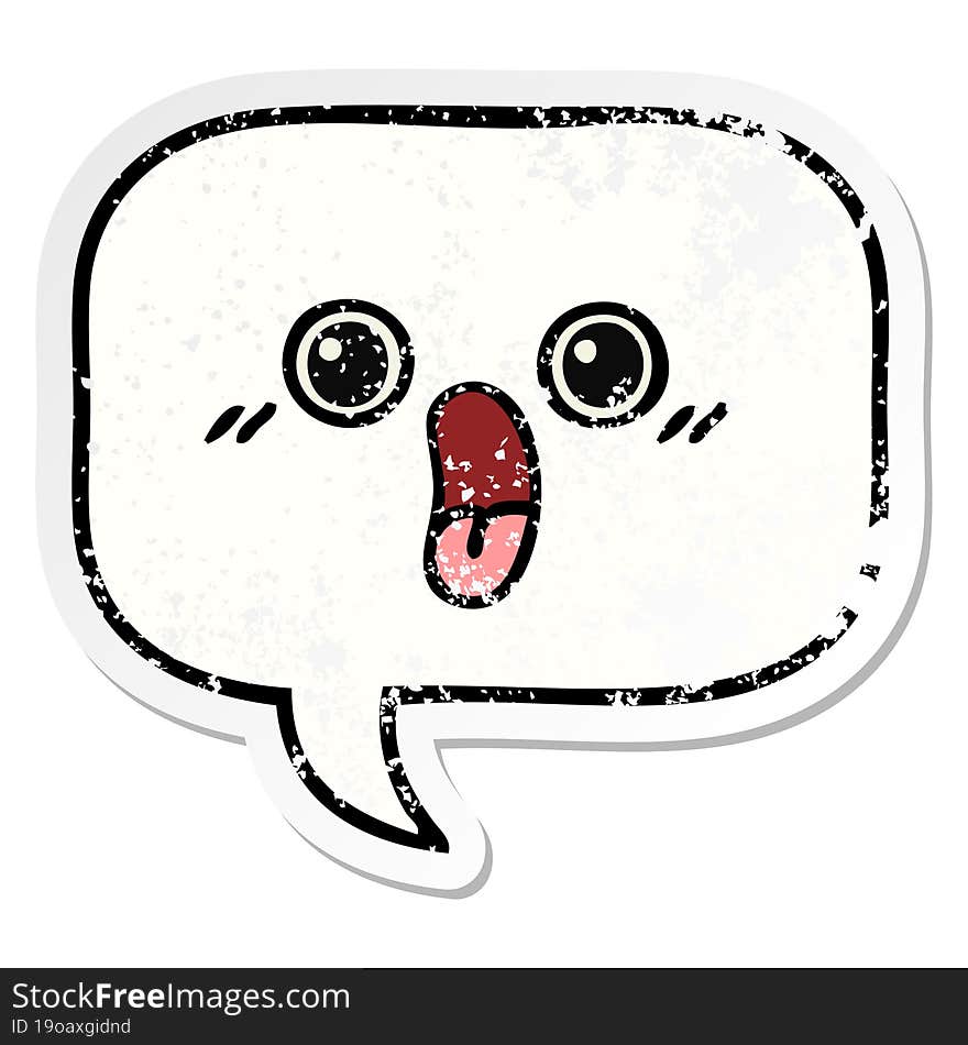 Distressed Sticker Of A Cute Cartoon Speech Bubble