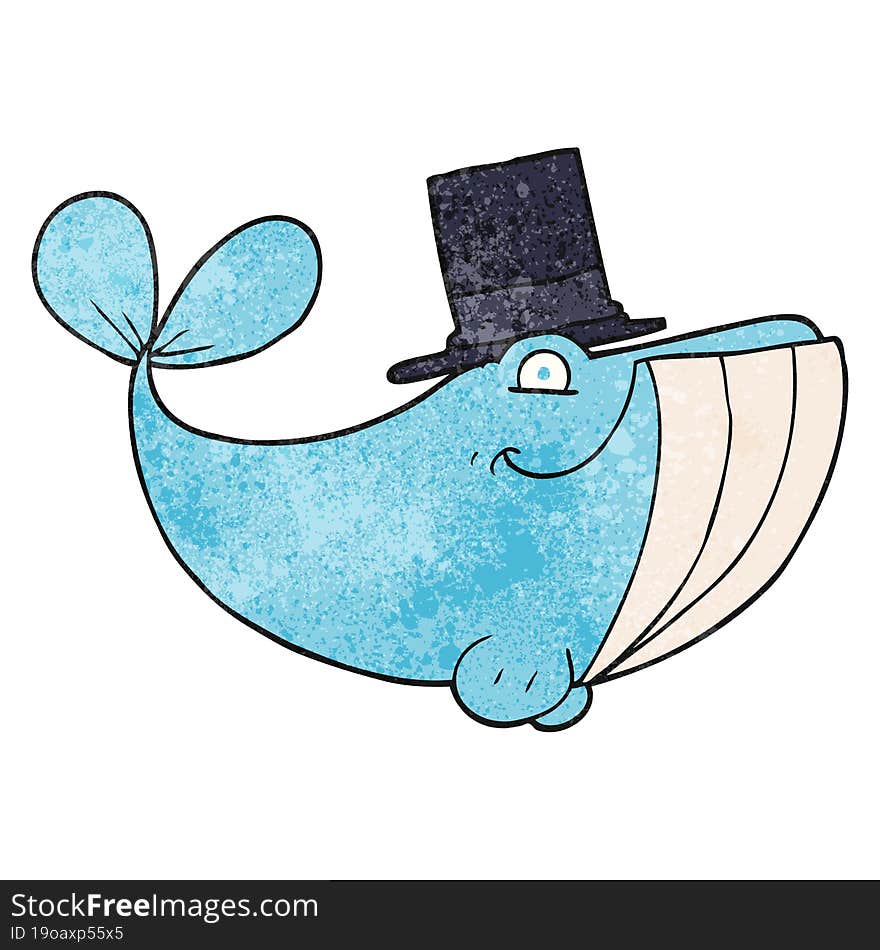 textured cartoon whale wearing top hat