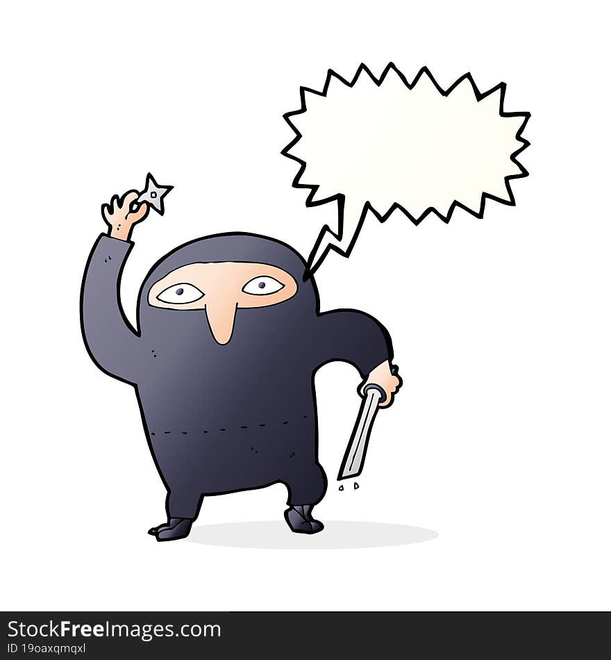 Cartoon Ninja With Speech Bubble