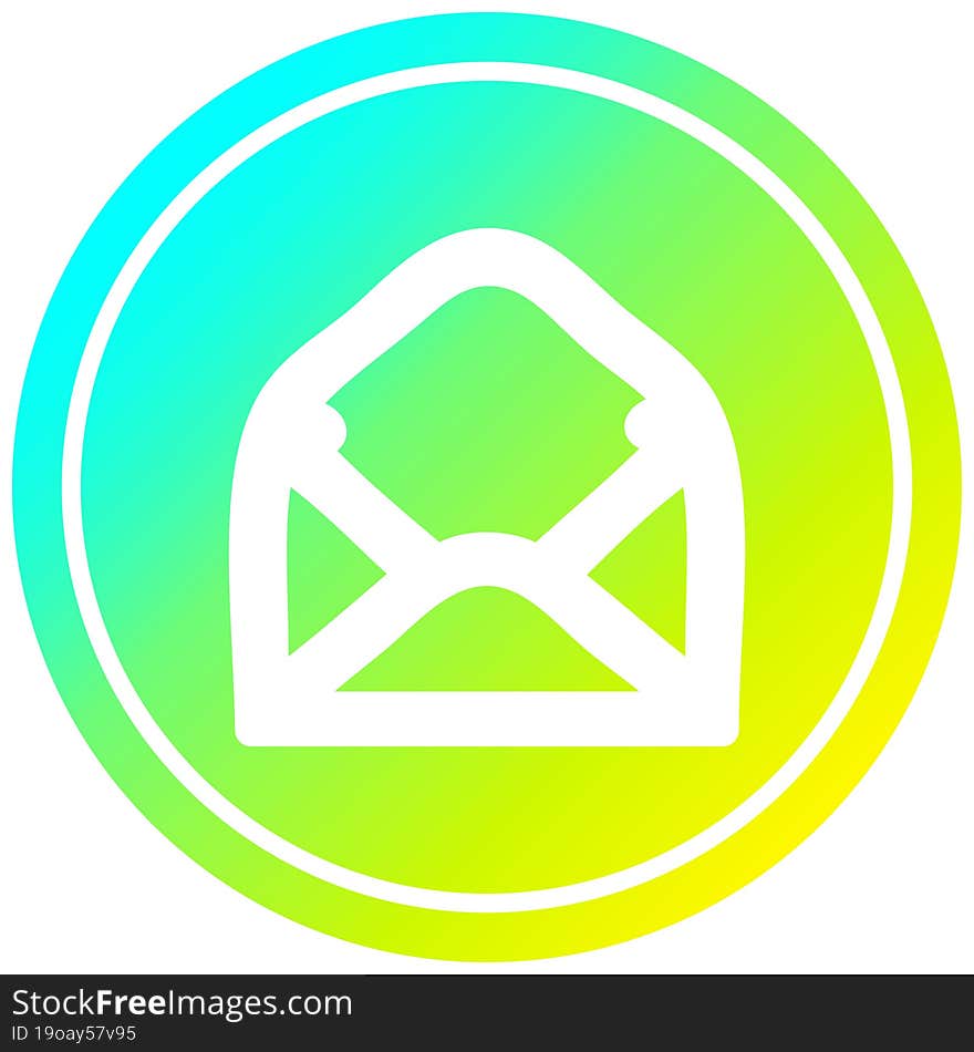 envelope letter circular in cold gradient spectrum