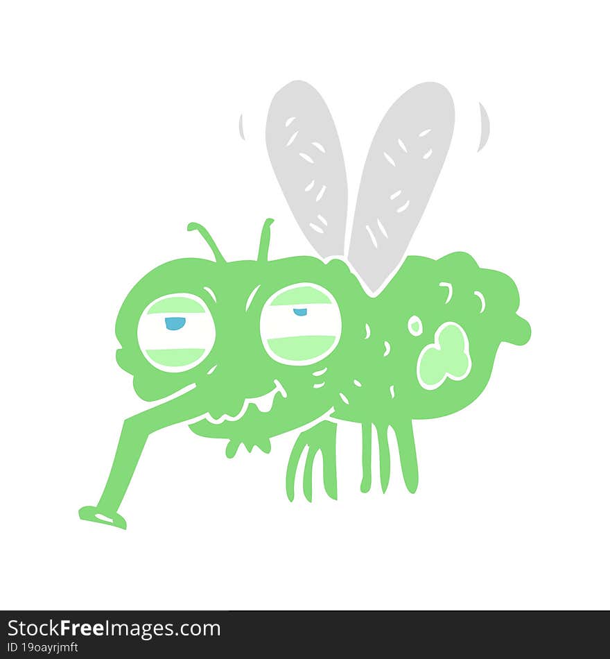 flat color illustration of a cartoon fly