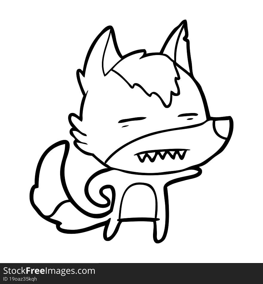 cartoon wolf showing teeth. cartoon wolf showing teeth