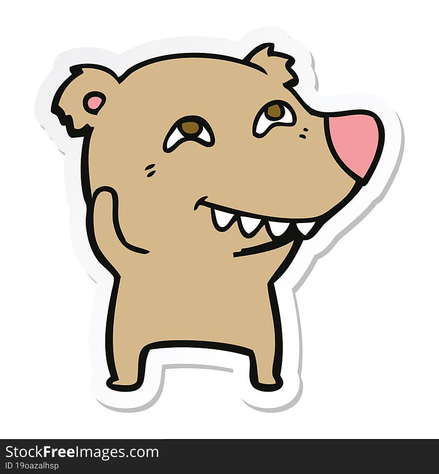 sticker of a cartoon bear showing teeth