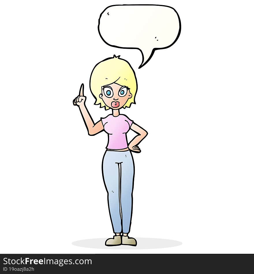 cartoon woman explaining her point with speech bubble