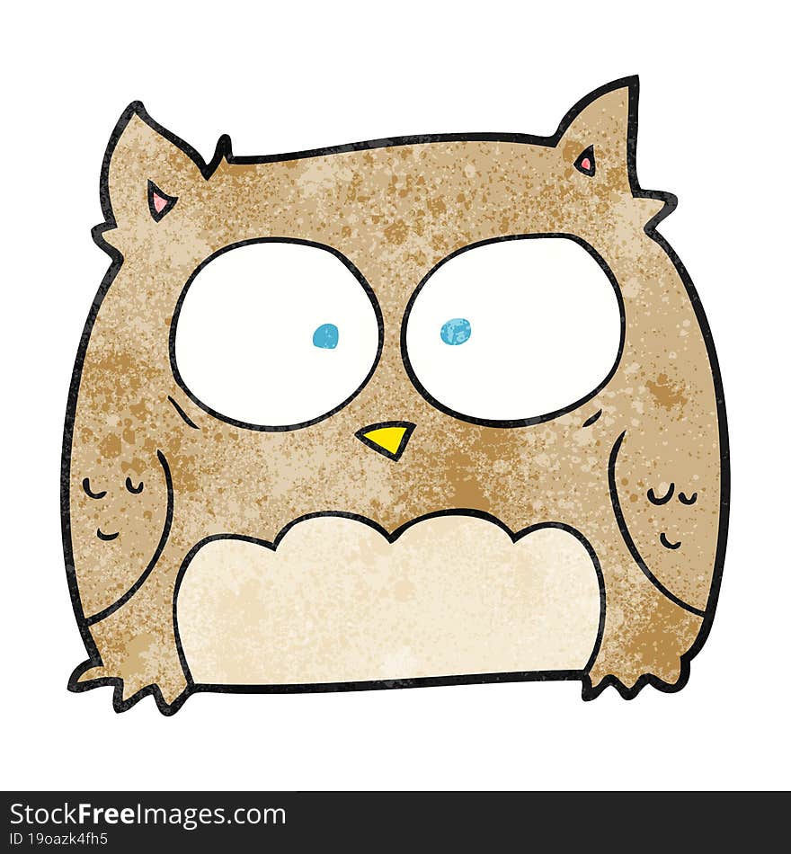 freehand textured cartoon owl