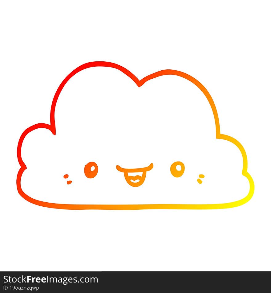 warm gradient line drawing cute cartoon cloud