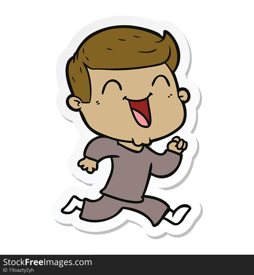 Sticker Of A Cartoon Happy Man