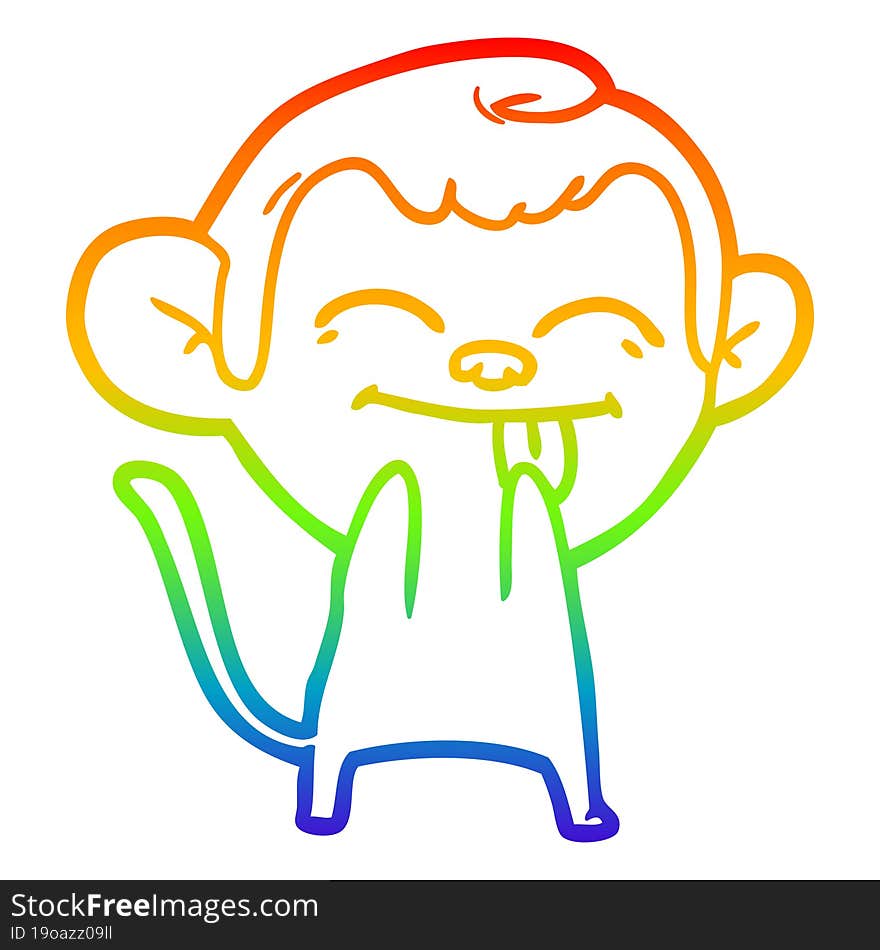 rainbow gradient line drawing funny cartoon monkey