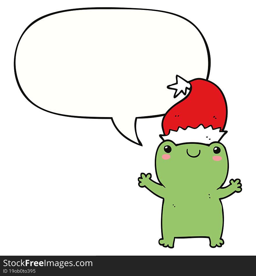 Cute Christmas Frog And Speech Bubble