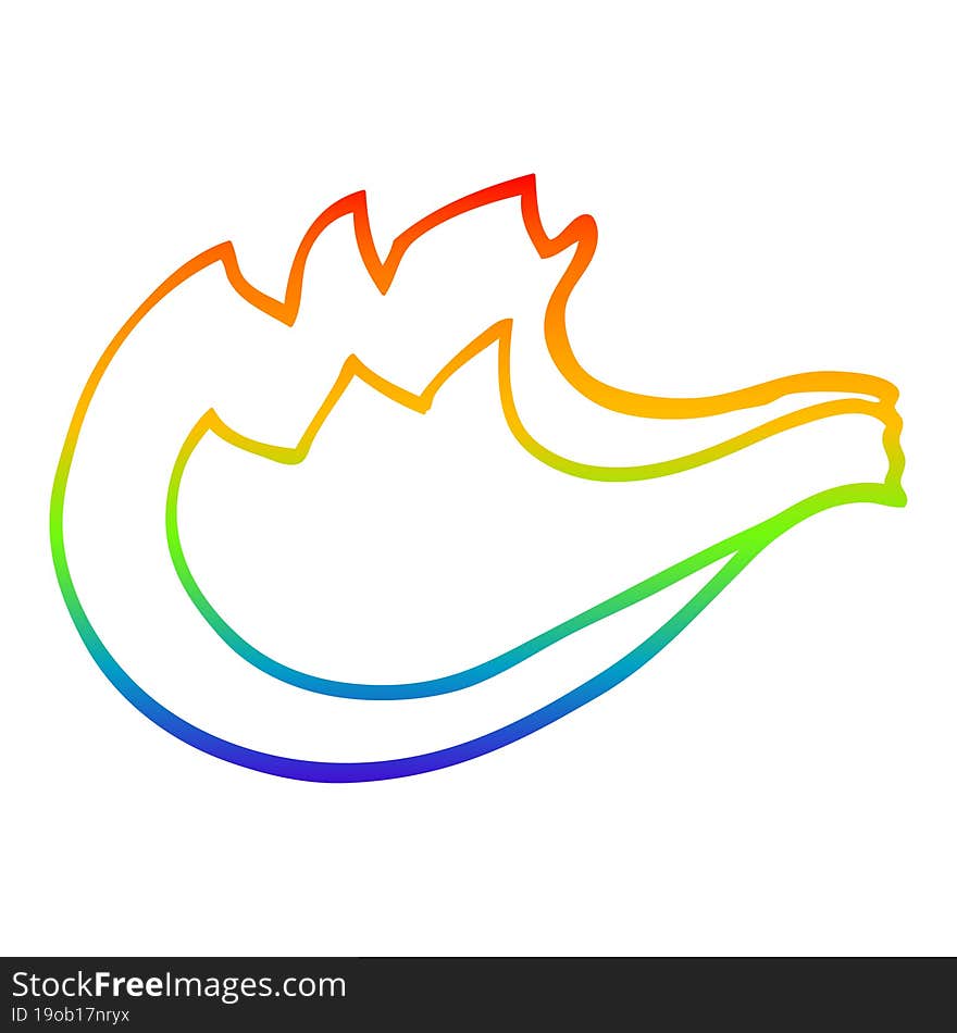 rainbow gradient line drawing of a cartoon blue gas flame