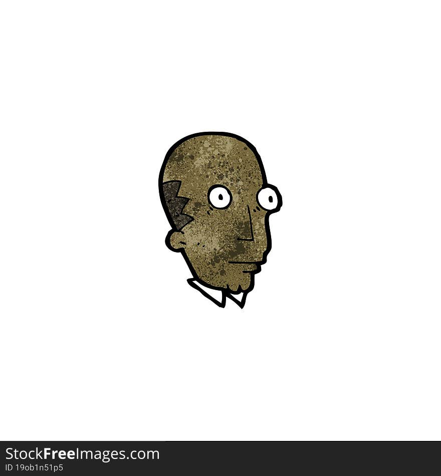 Cartoon Bald Man Staring