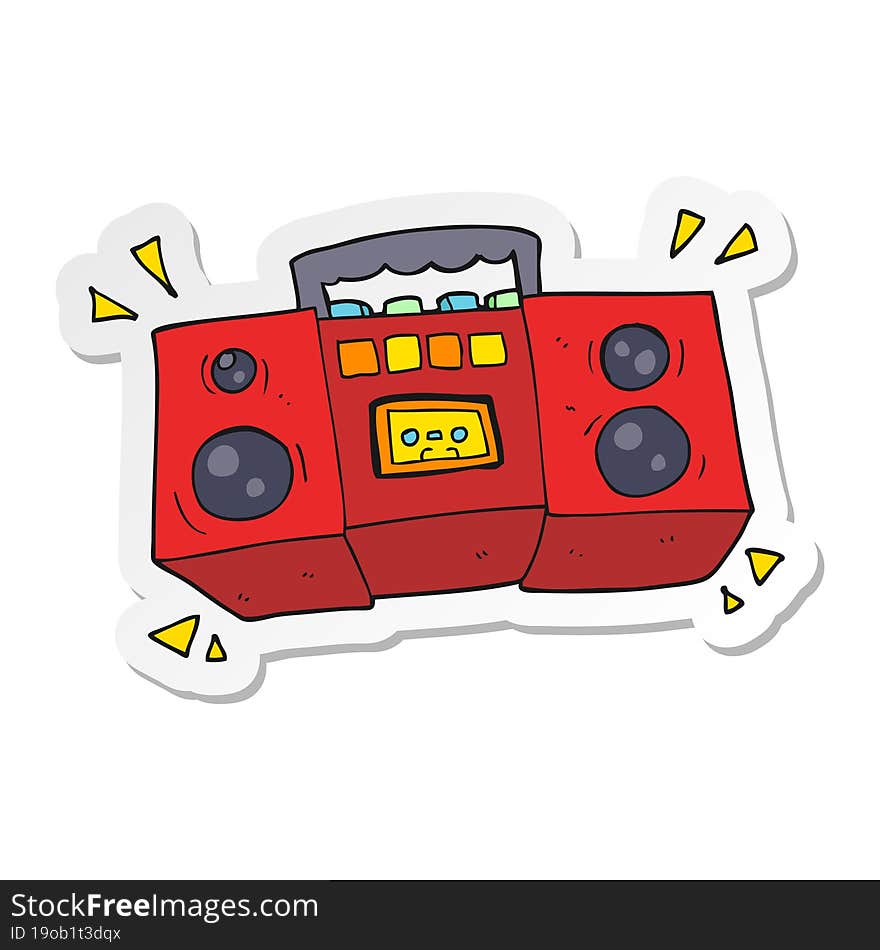 sticker of a cartoon cassette tape player