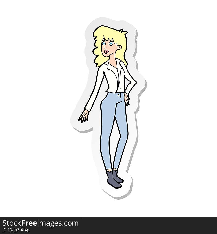 Sticker Of A Cartoon Pretty Woman