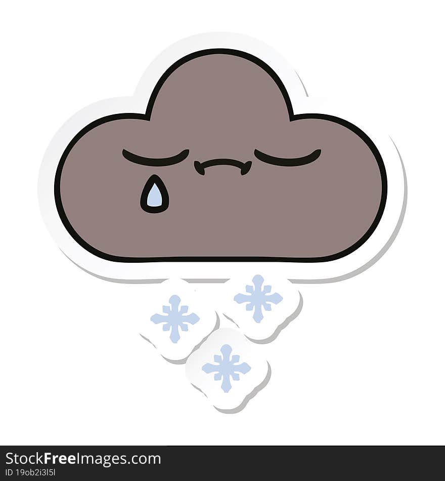 sticker of a cute cartoon storm snow cloud