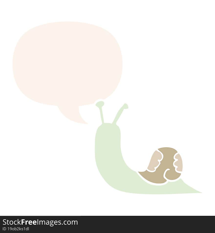 Cartoon Snail And Speech Bubble In Retro Style