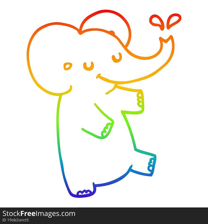 rainbow gradient line drawing cartoon dancing elephant