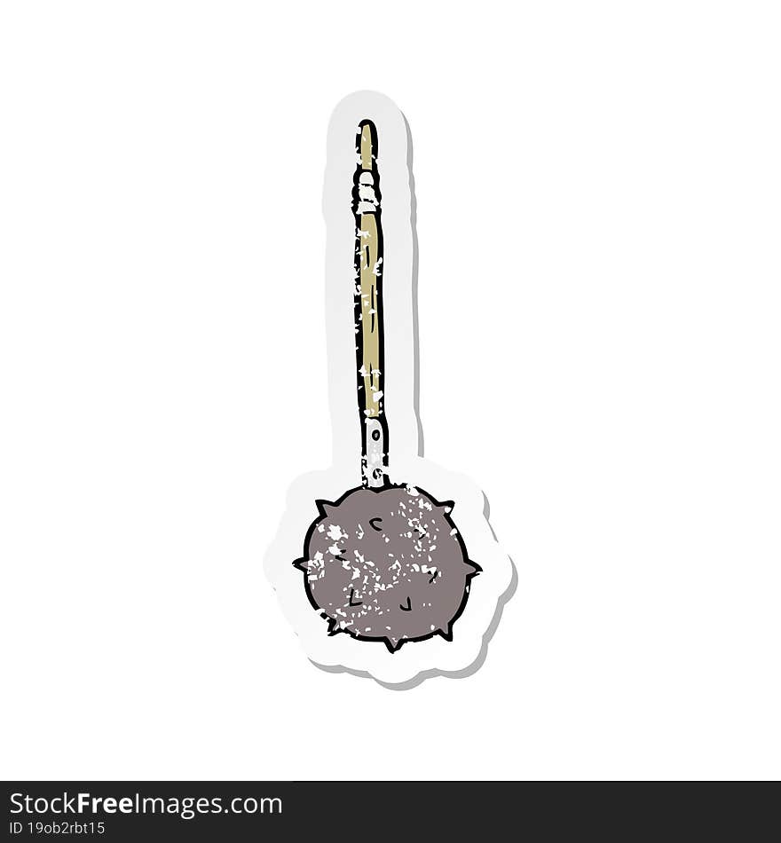 Retro Distressed Sticker Of A Cartoon Medieval Mace