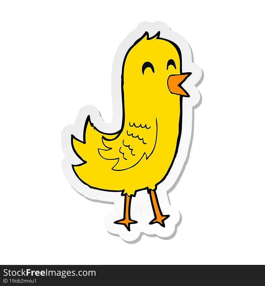 sticker of a cartoon happy bird