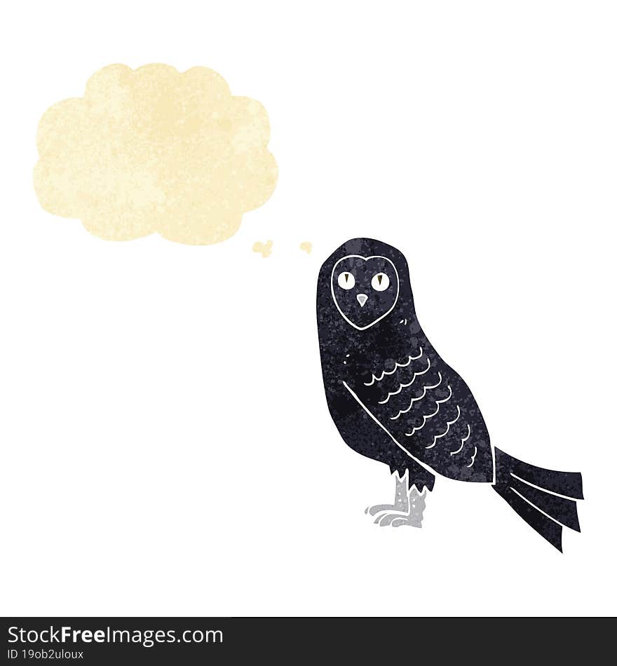 cartoon owl with thought bubble