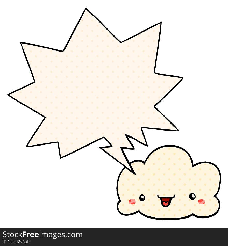 cartoon cloud and speech bubble in comic book style