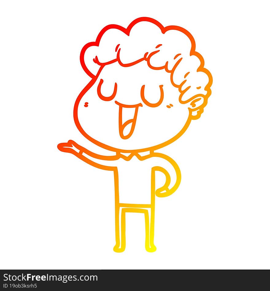 Warm Gradient Line Drawing Laughing Cartoon Man