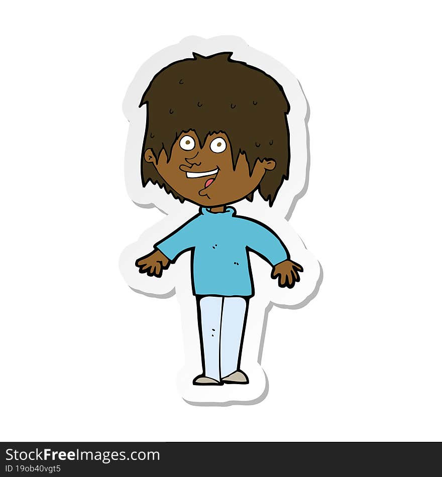 sticker of a cartoon excited man