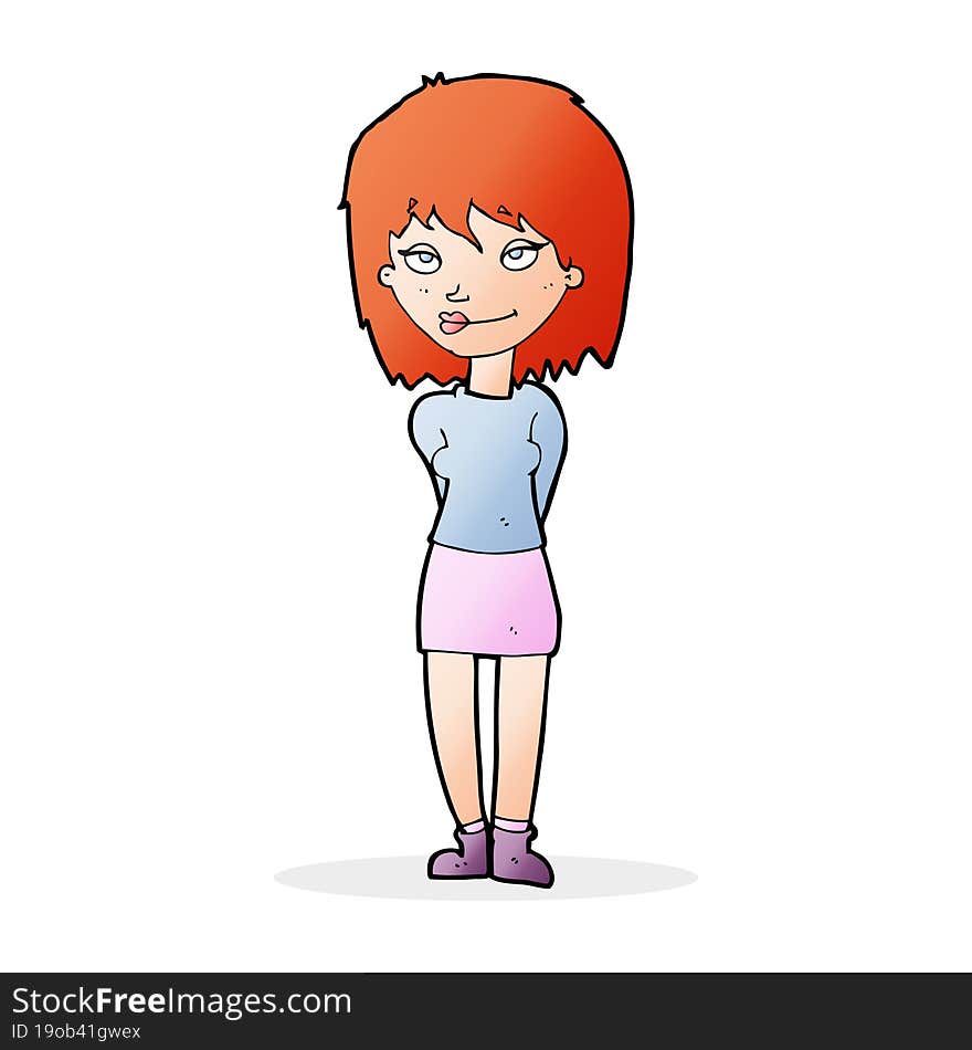 cartoon happy woman