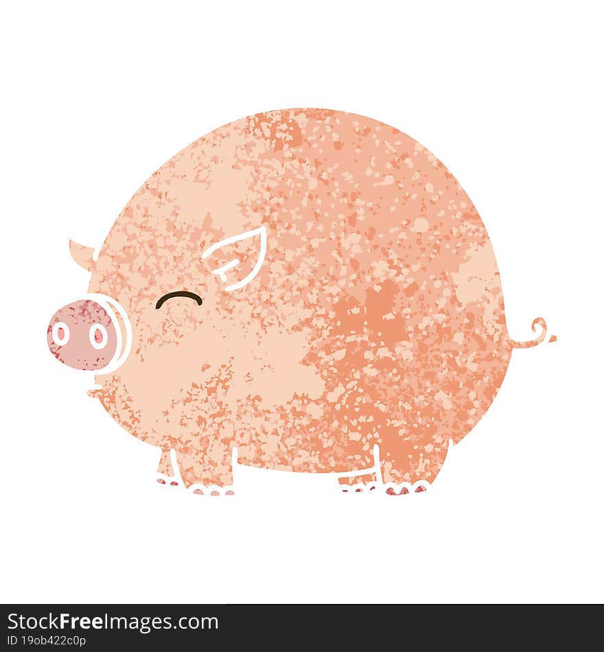 retro illustration style quirky cartoon pig. retro illustration style quirky cartoon pig