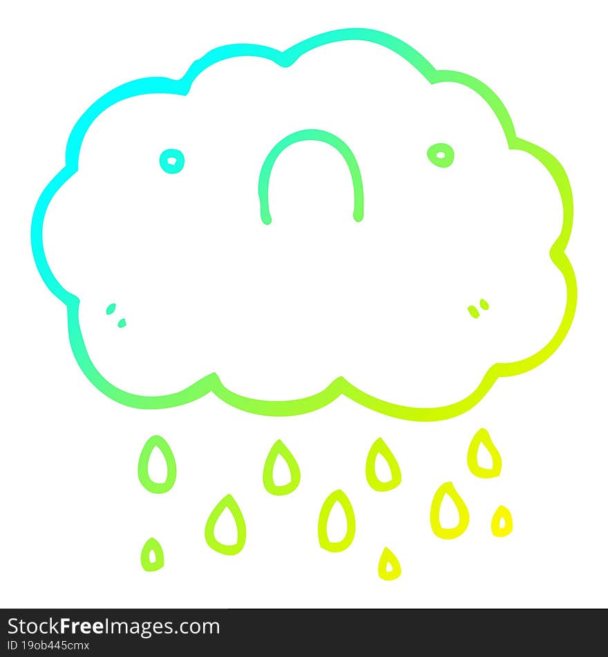 cold gradient line drawing cute cartoon cloud