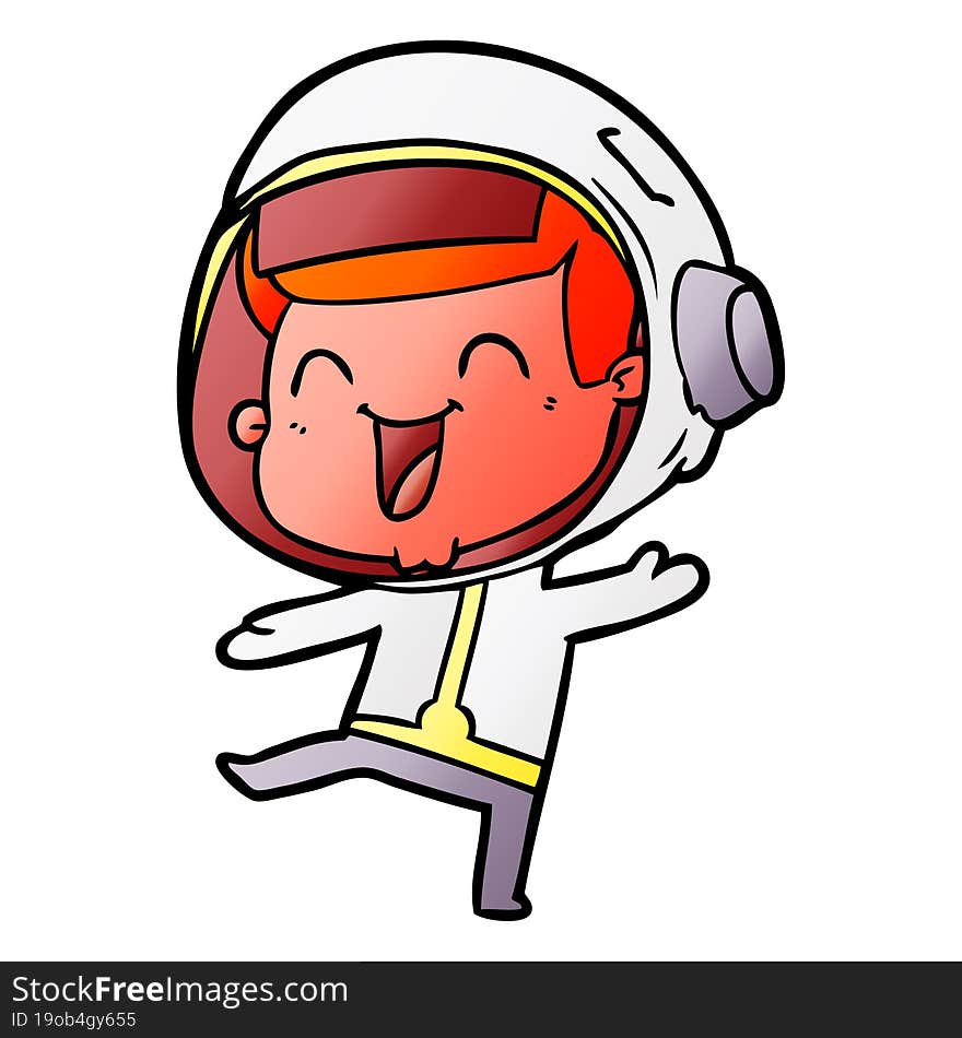 happy cartoon astronaut. happy cartoon astronaut