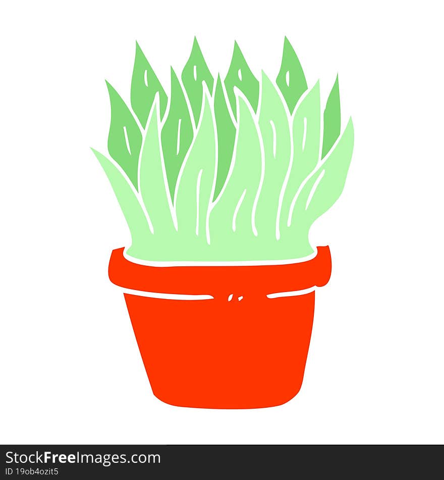 flat color illustration cartoon house plant