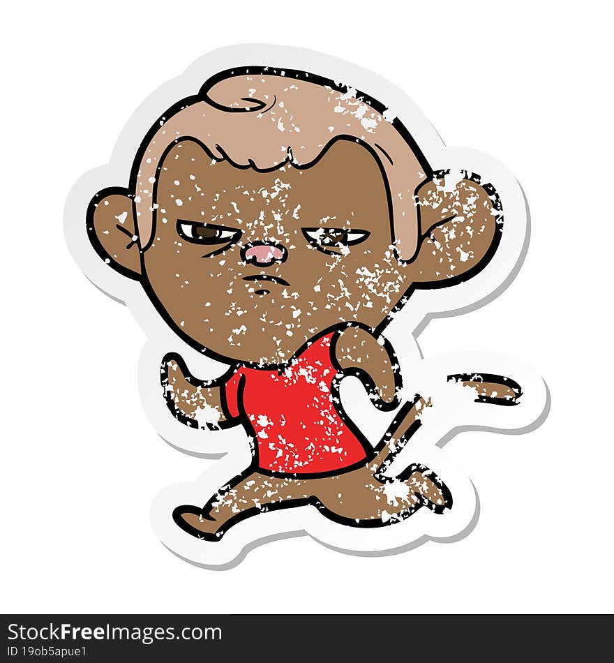 distressed sticker of a cartoon monkey