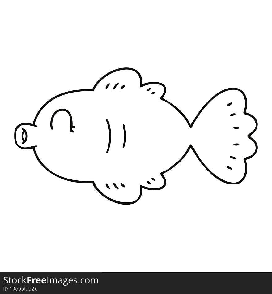 quirky line drawing cartoon fish