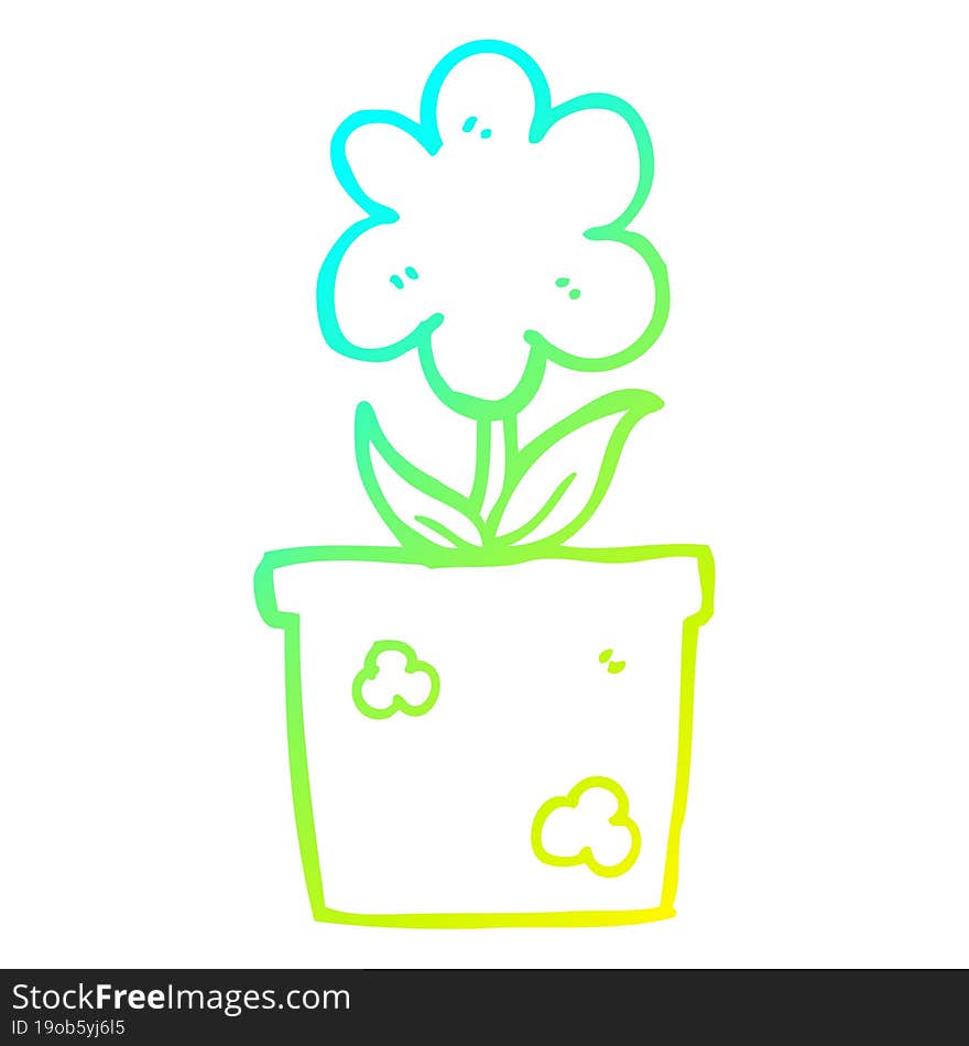 Cold Gradient Line Drawing Cute Cartoon Flower