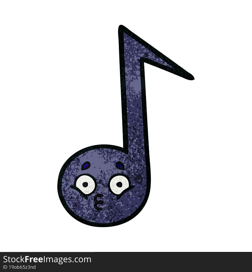 retro grunge texture cartoon of a musical note