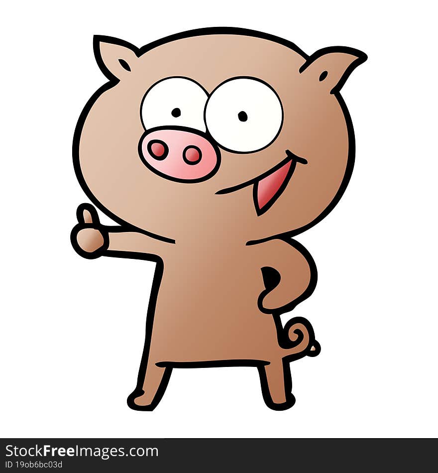 cheerful pig cartoon. cheerful pig cartoon