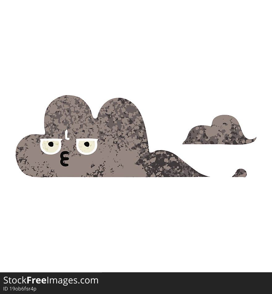 Retro Illustration Style Cartoon Storm Cloud